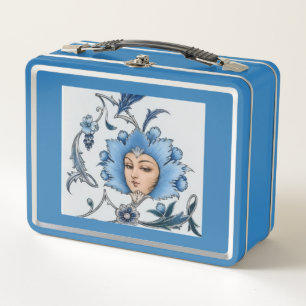 Turquoise Gol Banoo – Persian Art Travel Suitcase Metal Lunch Box