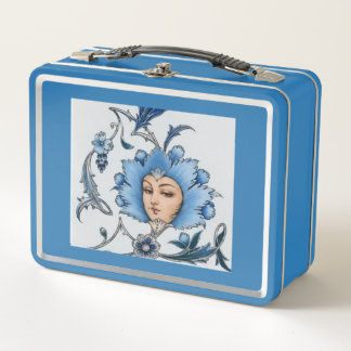 Turquoise Gol Banoo – Persian Art Travel Suitcase Metal Lunch Box