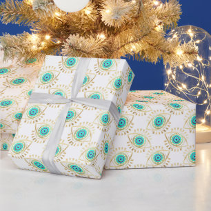 Turquoise Gold and Blue Third Eye  Wrapping Paper
