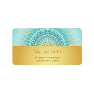 Turquoise Gold Boho Mandala Label