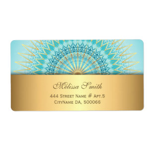 Turquoise Gold Boho Mandala Label