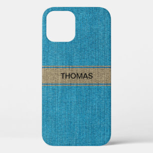 Turquoise Gold Denim Jeans Fabric Name Personal iPhone 12 Pro Case