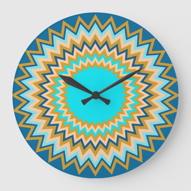 Turquoise Gold Festive Large Clock (Front)