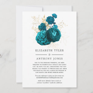 Turquoise & Gold Floral Wedding Reduced Guest List Announcement