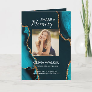 Turquoise & Gold Funeral Program