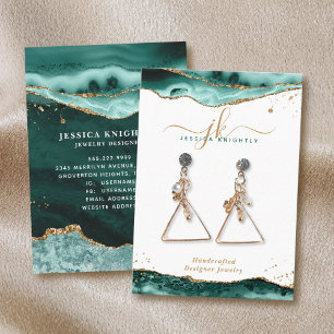 Turquoise Gold Glitter Agate Jewellery Display Business Card