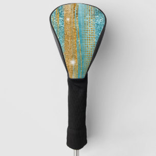 Turquoise Gold Glitter Elegant Chic Girly Golf Head Cover