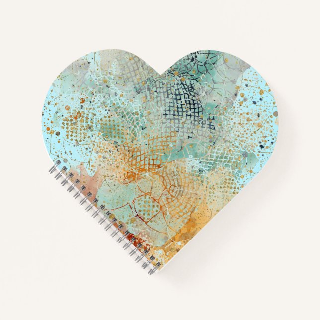 Turquoise, Gold, Green, Orange, Blue, Abstract Notebook (Front)