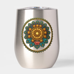 Turquoise Gold Lotus Mandala -Boho Fantasy Graphic