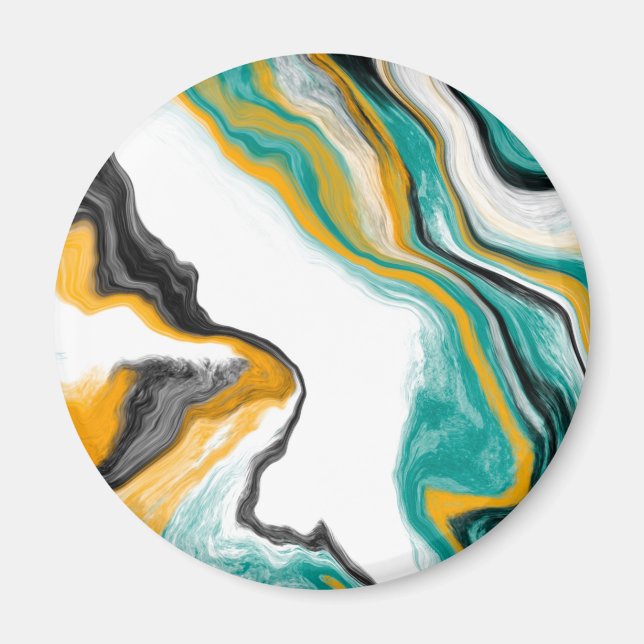 Turquoise, Gold, Marble Fluid Art   Magnet (Front)