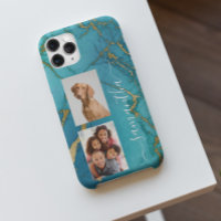 Turquoise Gold Marble Stone Monogram Photo