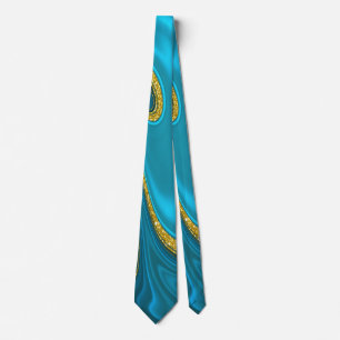 Turquoise Gold Marbleised  Tie
