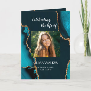 Turquoise & Gold Order of Service Folded Program