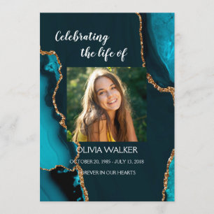  Turquoise & Gold Order of Service Program