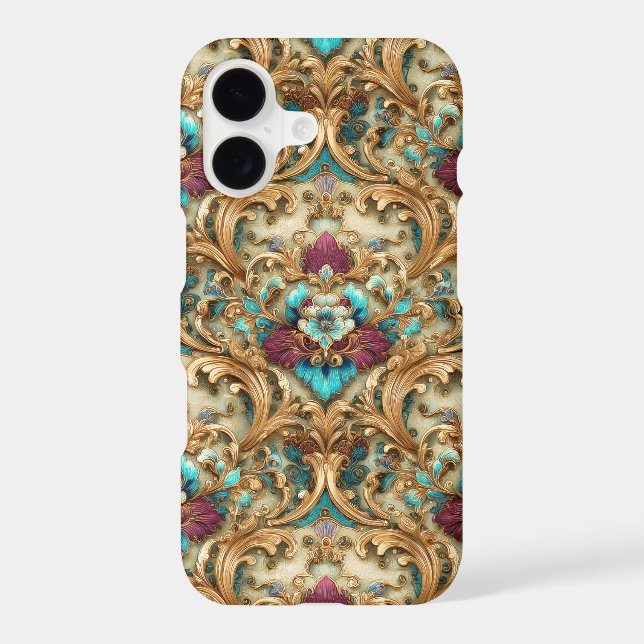 Turquoise & Gold Ornate Damask (Back)
