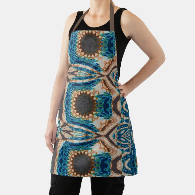 Turquoise Gold Sun Southwestern Art Apron (Insitu)