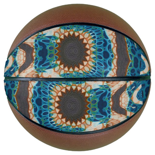 Turquoise Gold Sun Southwestern Art Basketball (Front)