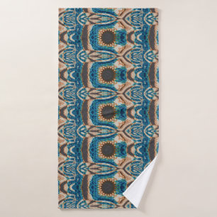 Turquoise Gold Sun Southwestern Art Bath Towel