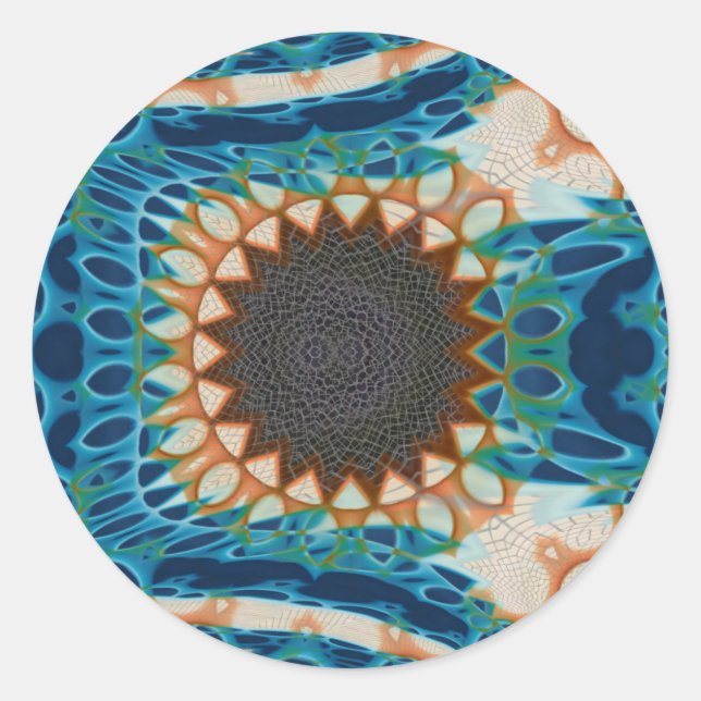 Turquoise Gold Sun Southwestern Art Classic Round Sticker (Front)
