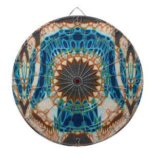Turquoise Gold Sun Southwestern Art Dartboard
