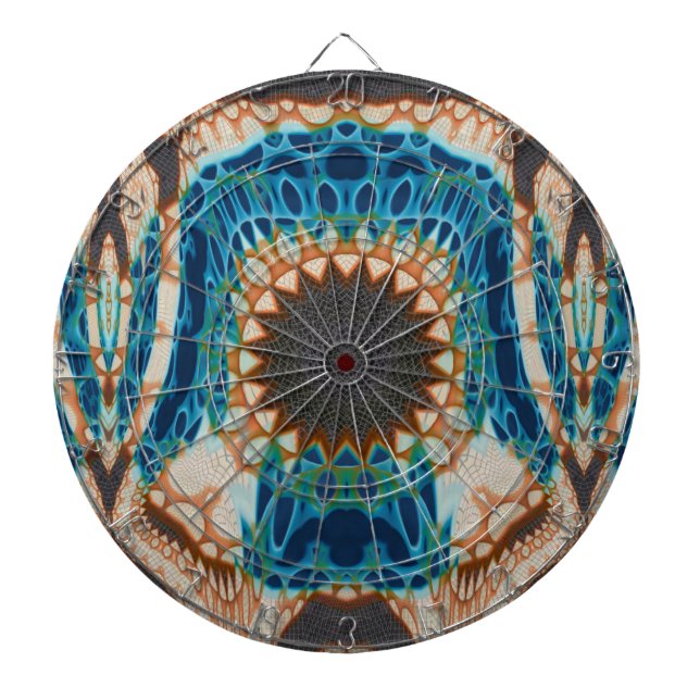 Turquoise Gold Sun Southwestern Art Dartboard (Front)