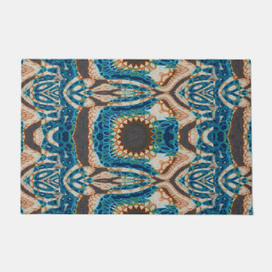 Turquoise Gold Sun Southwestern Art Doormat
