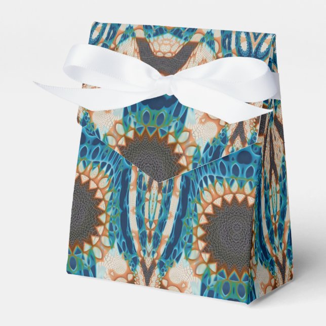 Turquoise Gold Sun Southwestern Art Favour Box (Front Side)