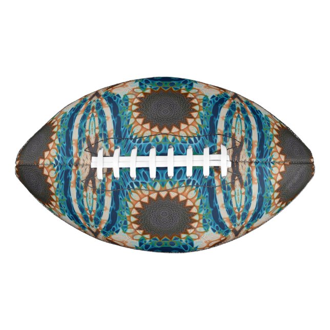 Turquoise Gold Sun Southwestern Art Football (Front)