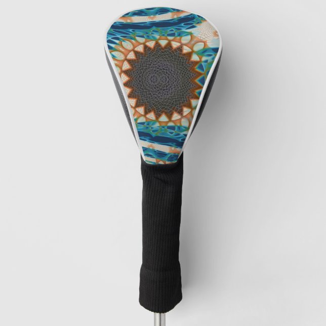 Turquoise Gold Sun Southwestern Art Golf Head Cover (Front)