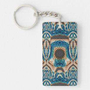 Turquoise Gold Sun Southwestern Art Key Ring