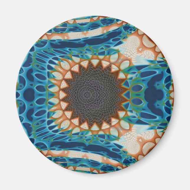 Turquoise Gold Sun Southwestern Art Magnet (Front)