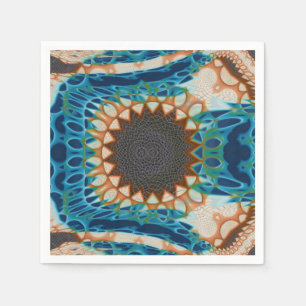Turquoise Gold Sun Southwestern Art Napkin