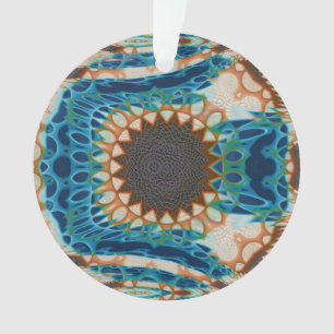 Turquoise Gold Sun Southwestern Art Ornament