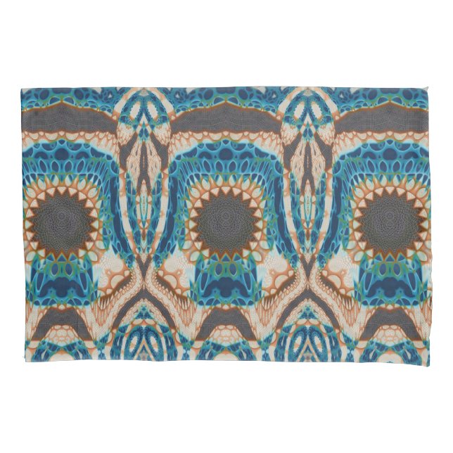 Turquoise Gold Sun Southwestern Art Pillowcase (Front)