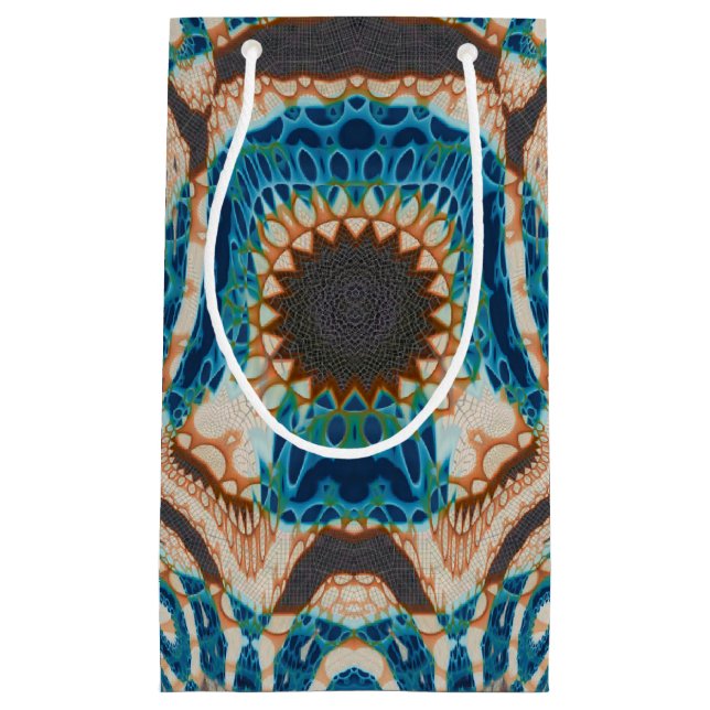 Turquoise Gold Sun Southwestern Art Small Gift Bag (Front)