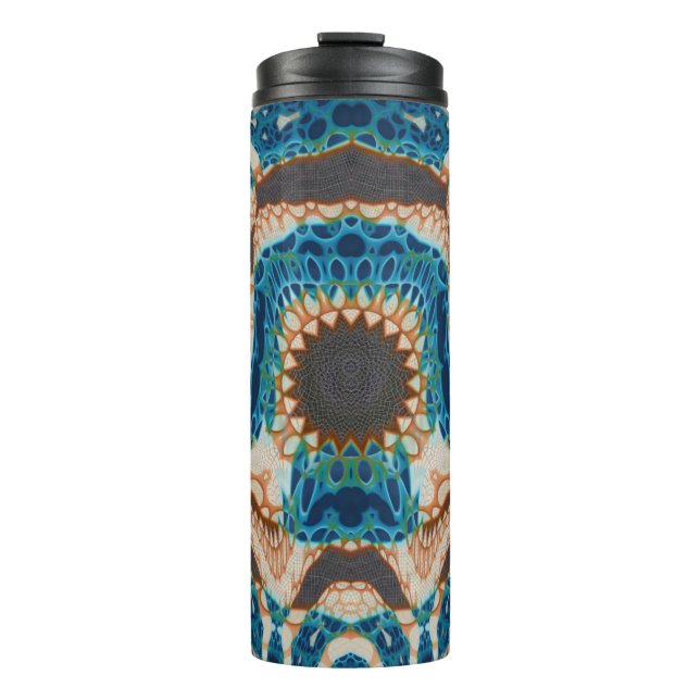 Turquoise Gold Sun Southwestern Art Thermal Tumbler (Front)