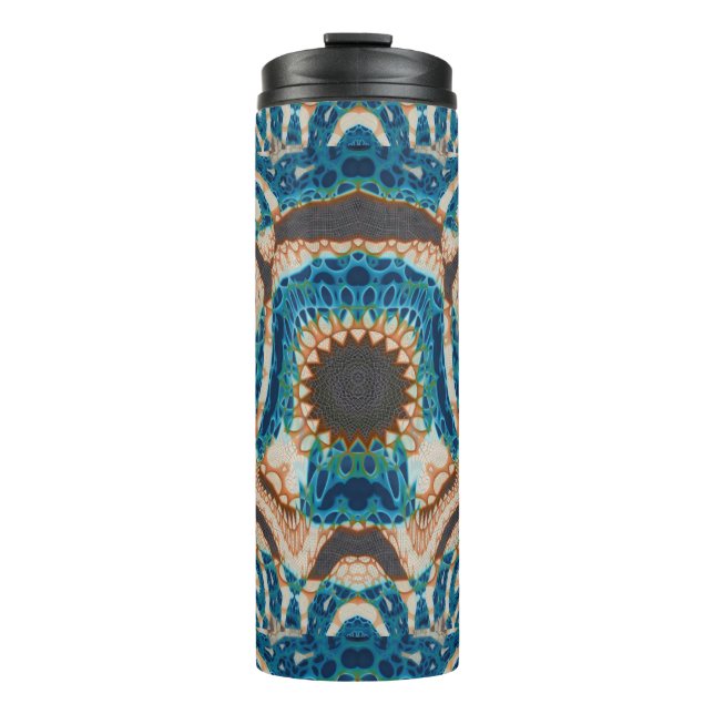 Turquoise Gold Sun Southwestern Art Thermal Tumbler (Front)