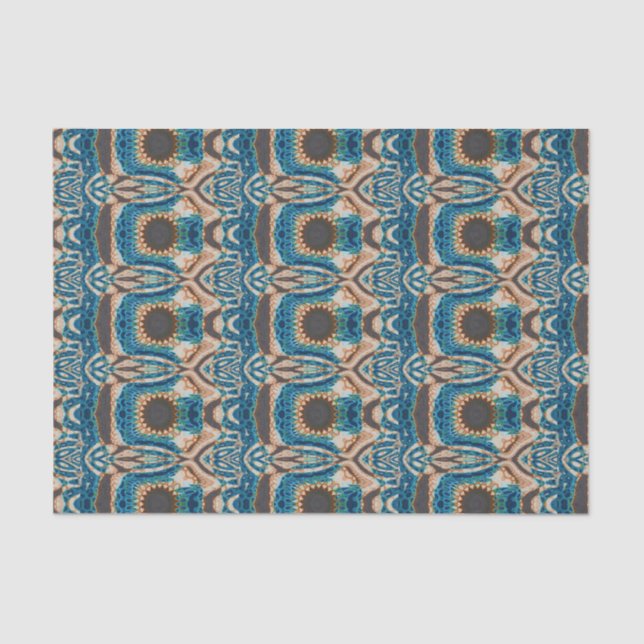 Turquoise Gold Sun Southwestern Art Tissue Paper (Front)