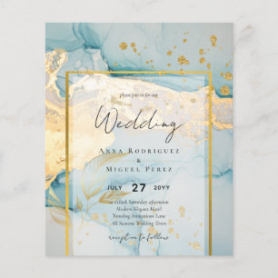 Turquoise Gold Wedding Sea Glass Alcohol Ink Flyer