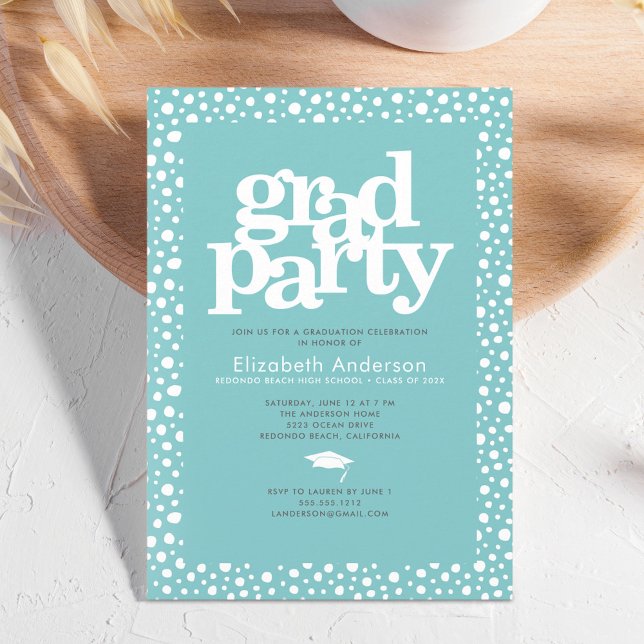 Turquoise grad party bold typography modern simple invitation (Creator Uploaded)