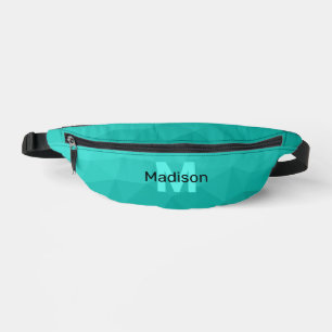 Turquoise gradient geometric mesh pattern Monogram Bum Bags