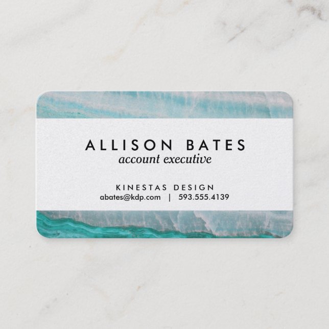 Turquoise Granite Stone Layered Wave Print Business Card (Front)