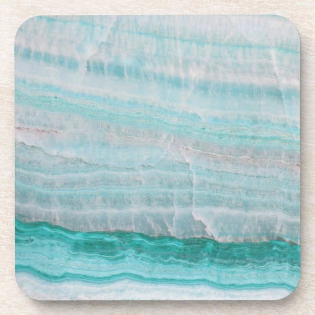 Turquoise Granite Stone Layered Wave Print Coaster (Front)