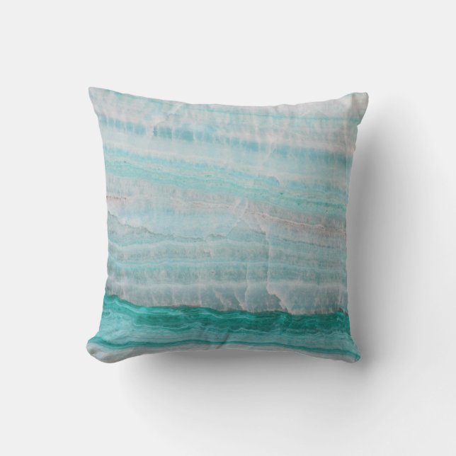 Turquoise Granite Stone Layered Wave Print Cushion (Front)
