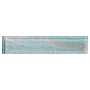 Turquoise Granite Stone Layered Wave Print Nameplate