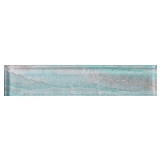 Turquoise Granite Stone Layered Wave Print Nameplate (Front)