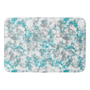 Turquoise gray and white abstract  bath mat