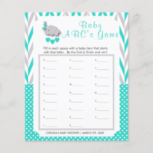 Turquoise & Gray Elephant Baby Shower - ABC's Flyer