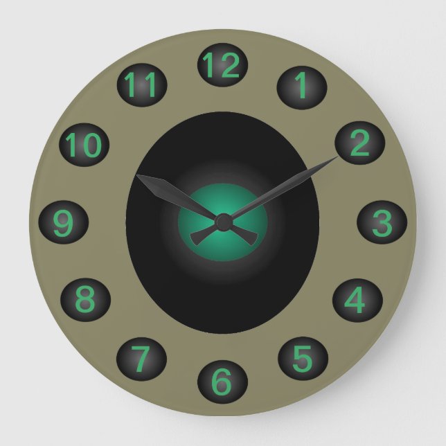 Turquoise Gray Modern Home Designer Contemporary Large Clock (Front)