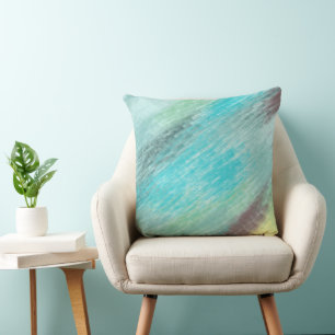 Turquoise, Green and Mauve Marble Abstract Cushion
